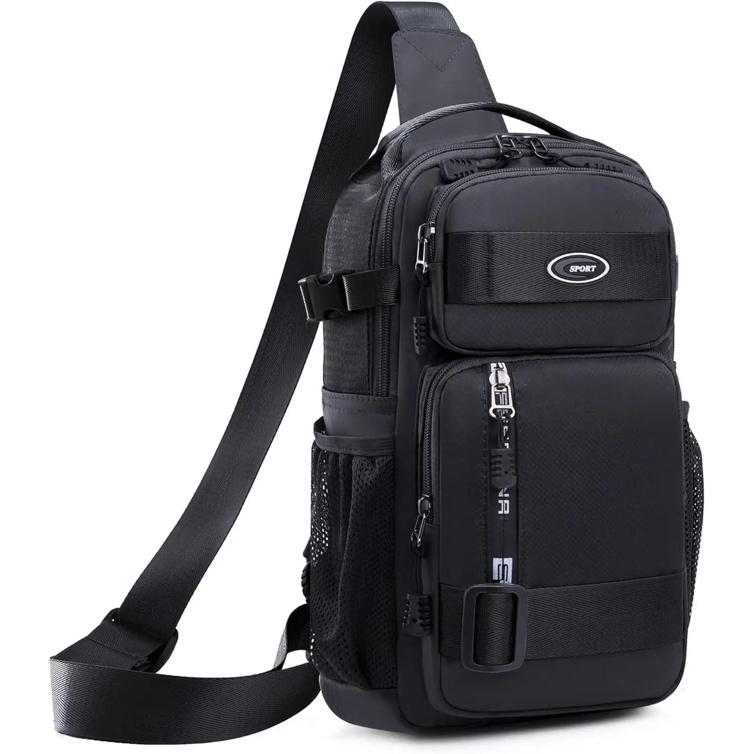 BIGWIG Men's Portable Lightweight Sling Messenger Bag - Synthetic Zipper Crossbody, 8 Utility Pockets, Padded Breathable Back, Adjustable Strap, Side Lock Buckles, Water-Repellent for Drizzle, All Seasons Casual Daily Gym Use (Men's Accessories)
