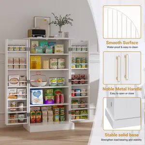 47-in Modern Freestanding Floor Cabinet - Furniture, Large Organizer Cabinet with Doors & Adjustable Shelves, Heavy-Duty Tall Cupboard for Closet Organization, Home Storage in Kitchen, Garage
