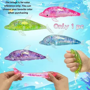 Dolphin Stress Relief Toy Set, Adult Squeeze Toy, Mini Glitter Dolphin Stress Ball, Animal Shape Ball, Kawaii Squishies, Perfect Gift for Office and Christmas, Decompression Squeeze