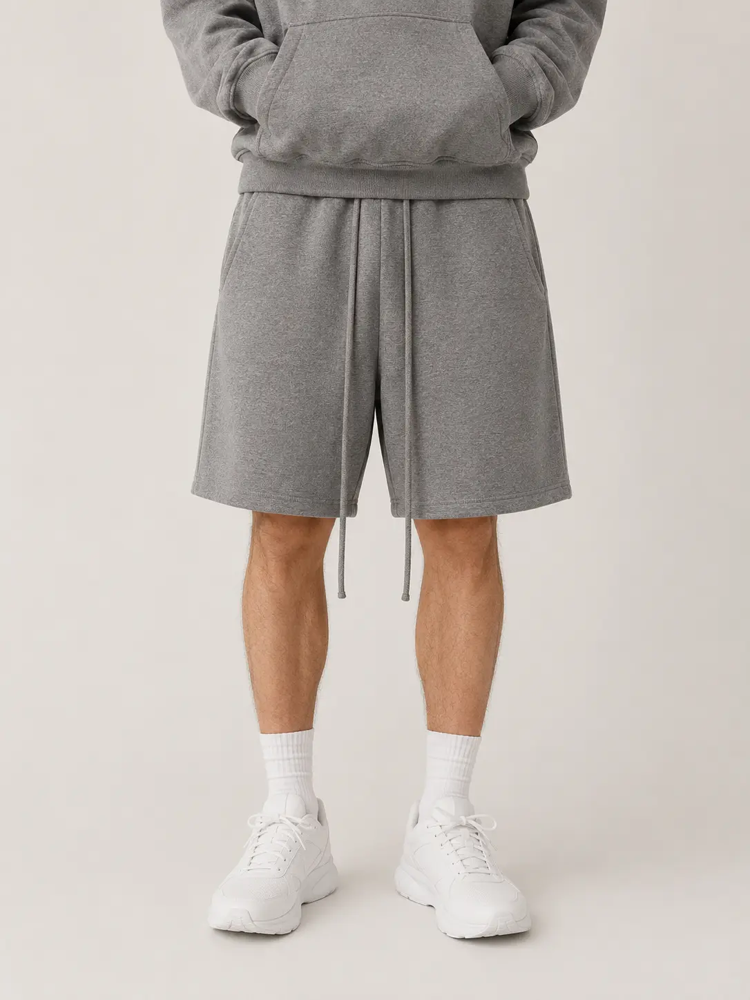 Men's Loose Fit Dark Gray Sweat Shorts, Elastic Waist Drawstring Casual Lounge Shorts with Pockets, Soft Athletic Gym Streetwear Shorts