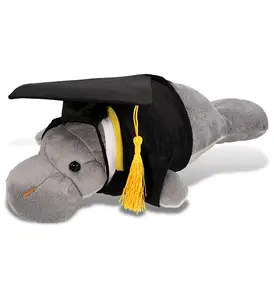 DOLLIBU 15" Grey Manatee Polyester Soft Stuffed Toy - Wild Collection, Graduation Dress Accessory