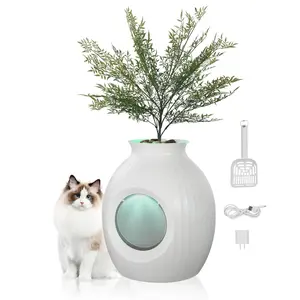 VEVOR Plant Cat Litter Box,  Smart Odor Control System, Hidden Cat Litter Box with 9.48 in Large Entrance, Lighting Decoration & Sturdy ABS Material, Fit for Living Room/Corner/Outdoor Pool/Patio