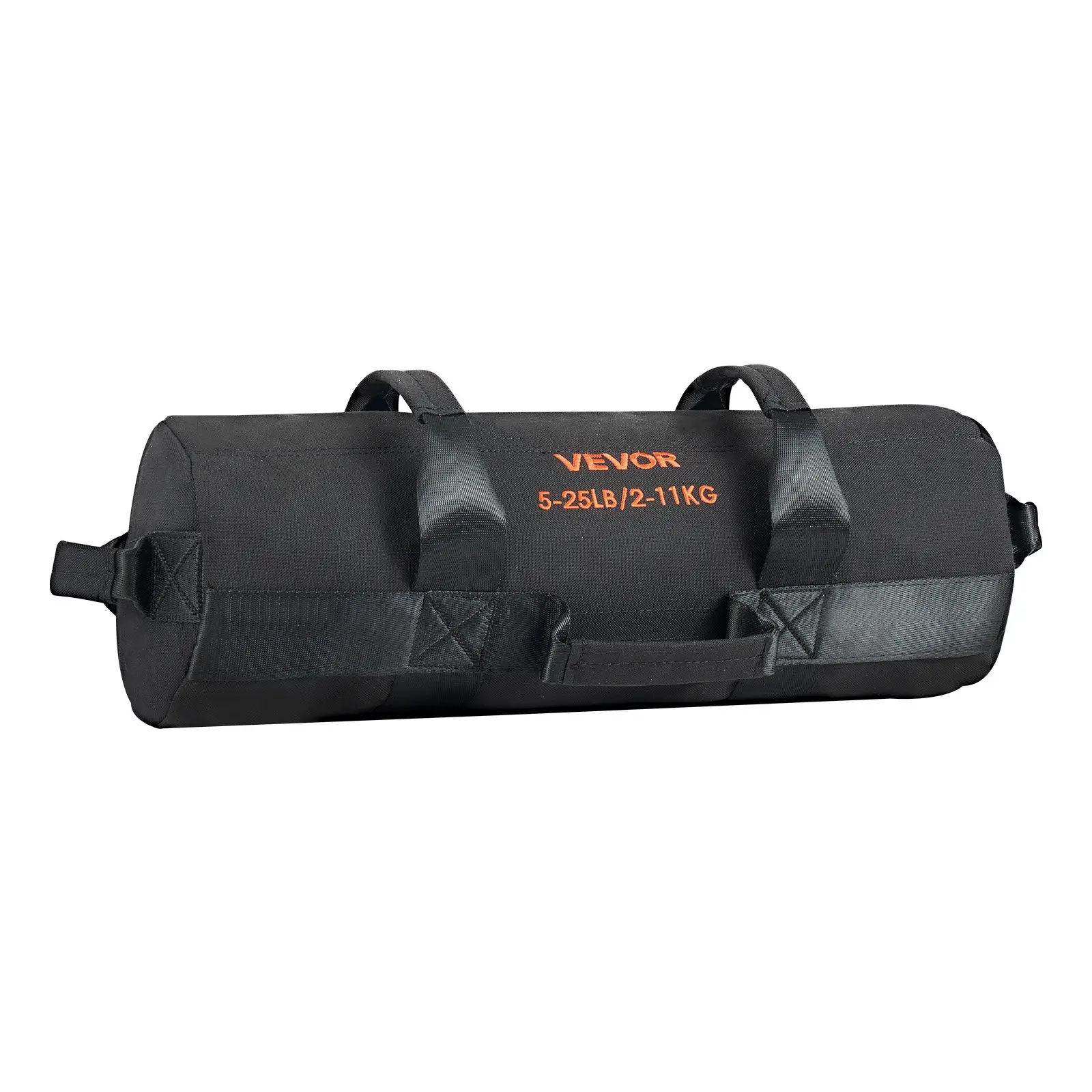 【Summerfinds】VEVOR Unfilled Black Heavy-Duty Adjustable 1000D-PVC Coated Nylon Cordura Sandbags with Handles, 5-25 lbs/2-11 kg Cap, Durable & Impact-Resistant Home Gym Weight Training Slam Bags, 19.69x6.50x6.50in, Easy-to-Use Cross-Training Tool