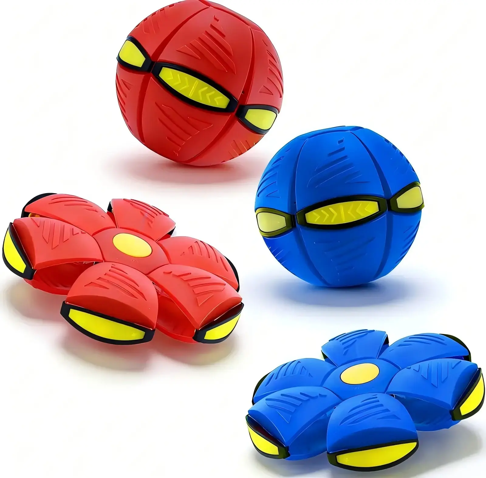 Transformable LED Flying Ball Toy with LED Lights, 1-Second Foldable Frisbee Boomerang, 3-Color Light-Up Interactive Hover Ball, Outdoor Yard Game, Thanksgiving Birthday Gift for Kids