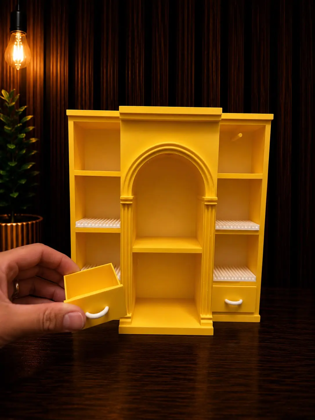 Mini Yellow Vinyl Shelf with 4 Slots (Items not Included)