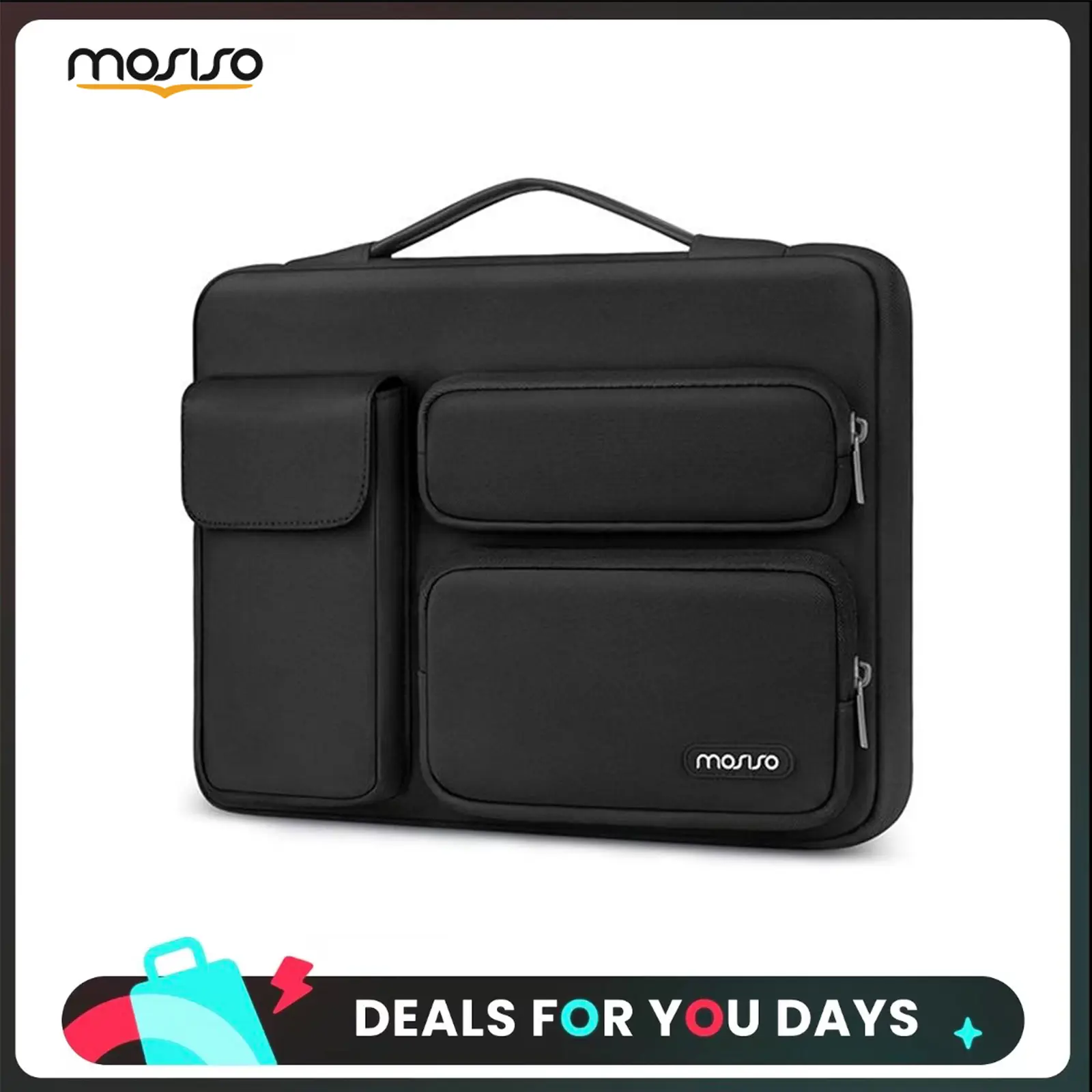 MOSISO Laptop Sleeve, Multi Functional Polyester Traveling Bag with Handle and Trolley Strap for Office Work, Fits 13-17.3 Inch MacBook, Surface Pro