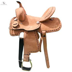 Resistance Genuine New Western Leather Youth Child Horse Pony Ranch Saddle Natural