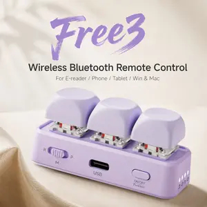 Free3 Wireless Bluetooth Remote Control, E-Reader Page Turner with RGB Backlight, Hot-Swappable Keys, Multi-Mode Controller Accessories for Kindle, Phone, Tablet, Win and Mac