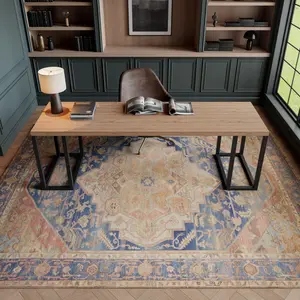 Nourison Traditional Medallion Flatweave Home Decor Rug, Machine Washable Vintage Indoor Non-Slip Easy Care Rug, Home Decor Rugs, Machine Washable Rug
