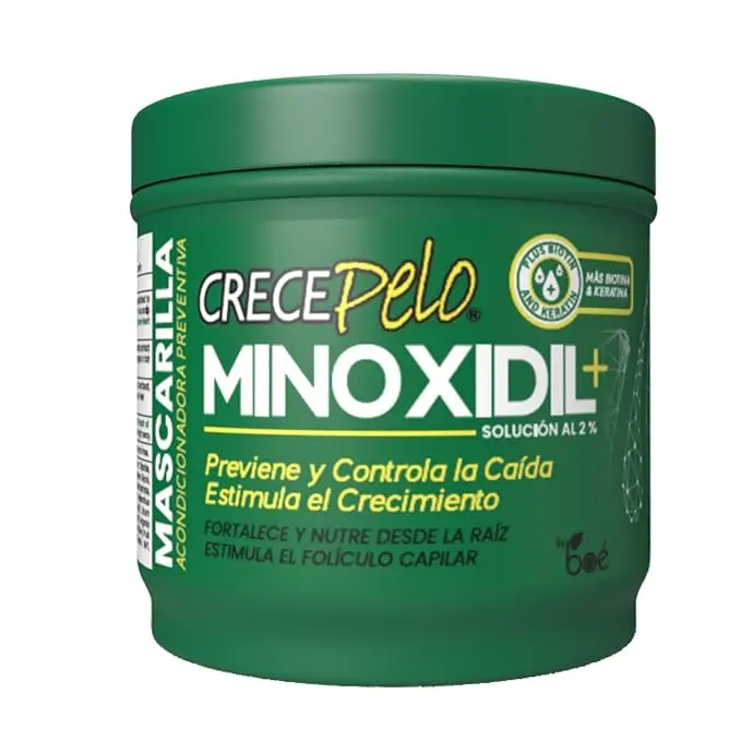 Crecepelo Keratin Hair Mask with 2% Minoxidil & Biotin for Growth and Moisture, Deep Conditioning Anti-Loss Treatment for Curly & Wavy Textures, 16 oz