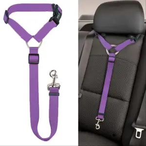 Pet Safety Car Seat Belt Universal Harness for Dogs & Cats, Adjustable Rear Seat Extender Leash, Round Ring Pet Accessory for Travel