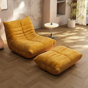 Fireside Chair, Lazy Floor Sofa, Accent Bean Bag Couches, Modern Armless Lounge Chair for Living Room, Apartment, Bedroom, Salon Office (Chenille, White)