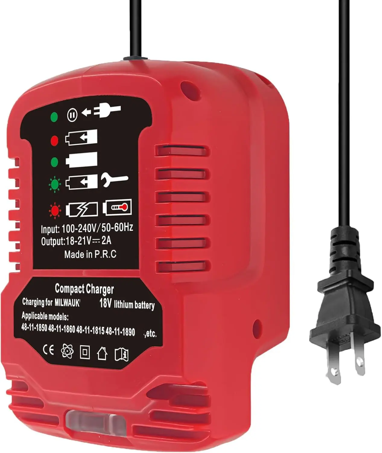 M-18 18V Lithium Ion Battery Charger for Milwaukee 18V 48-59-1812 48-11-2420 48-11-1815 48-11-1840 48-11-1841 48-11-1850 Li-ion Battery Portable Compact Mini Charger(NOT for M12/M14 Battery)
