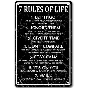 Motivational Quotes Metal Tin Sign 7 Rules Of Life Wall Art For Men Motivational Poster Read Signs Inspirational Posters For Classroom High School Motivational Posters For Bedroom Boys Room Home Office Positive Affirmations Wall Decor 8 X 12 Inch