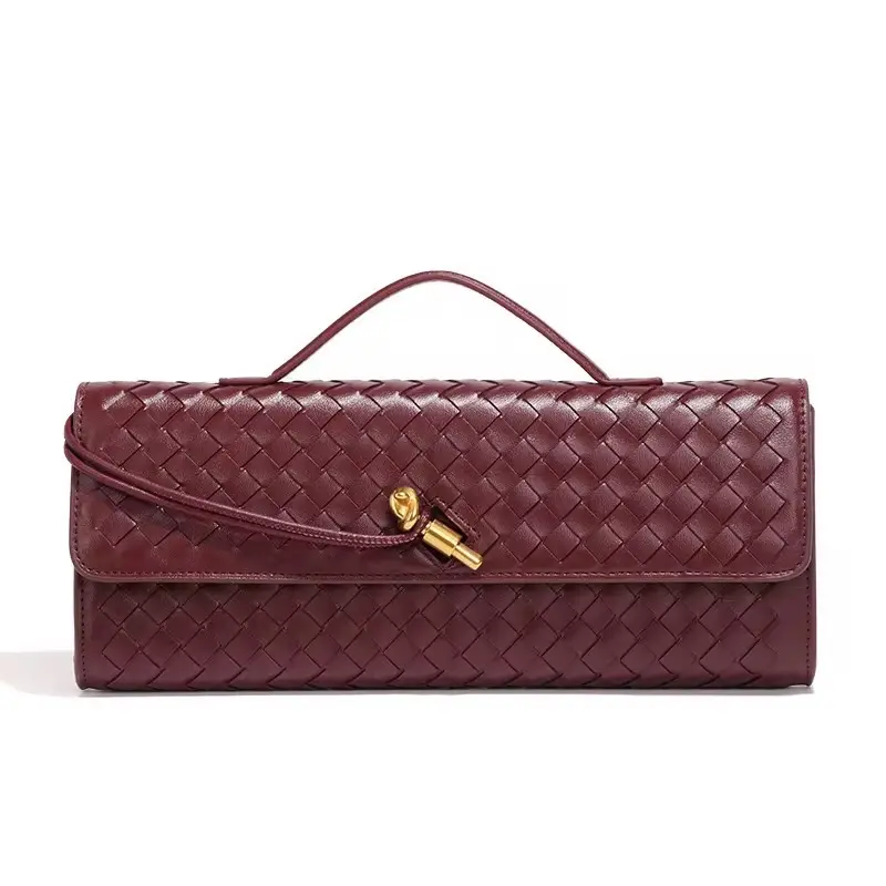 Hand Woven Evening Baguette Bag - Timeless Craftsmanship Elegant Woven Texture Compact Design for Formal Events & Cocktail Parties Lightweight Handbag Addict