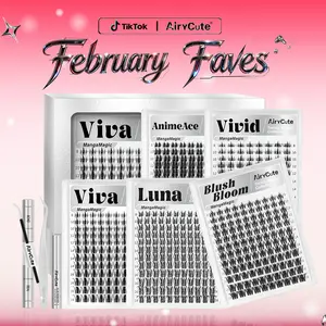 AiryCute Manga Trendy Collection | Upgrade U Lashes with Ultra-Dense, Waterproof, Long-Lasting Lashes | Fashion Wet Look | Beginner-Friendly DIY Lashes for a Flawless Voluminous Look | Trendy & Must-Have Clusters