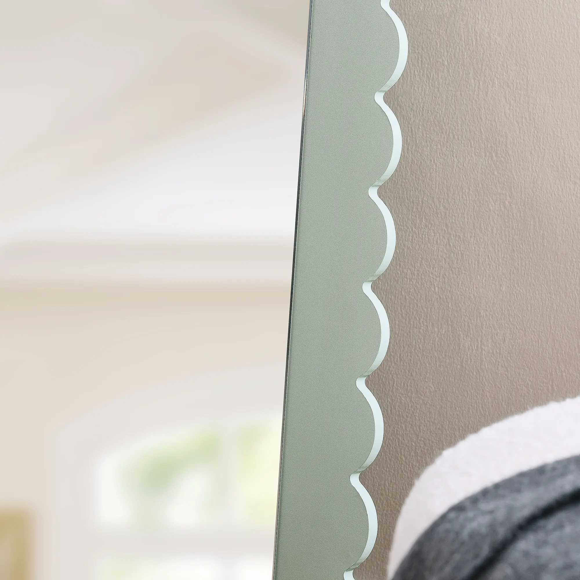 Emmeline Scalloped Rectangle Floor Mirror in Sage Emmeline Scalloped Rectangle Floor Mirror in Sage