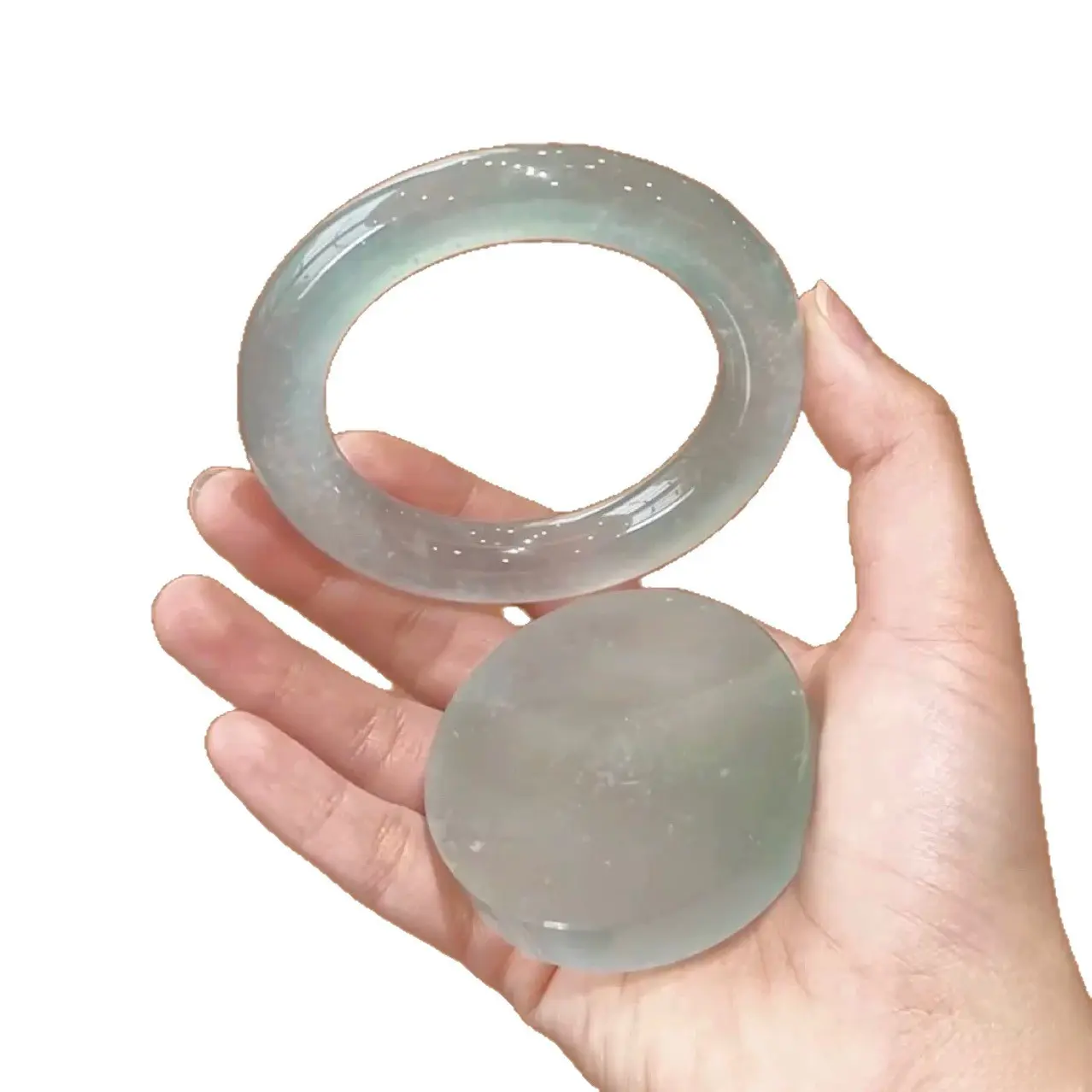 Girl's Natural A-Grade Myanmar Ice-Clear Jade Bracelet, Ice-Type White Moonlight Light Oil Green Jade Jewelry, Ideal for Birthday Gifting (Rare Stone Collectible), Jade Bracelets