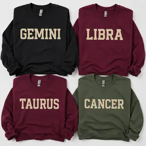 Full 12 Zodiac Sweatshirt Collection – Astrology Sign Crewneck for Men and Women, Cozy Horoscope Pullover with Bold College Letter Design, Perfect Gift for Zodiac Lovers