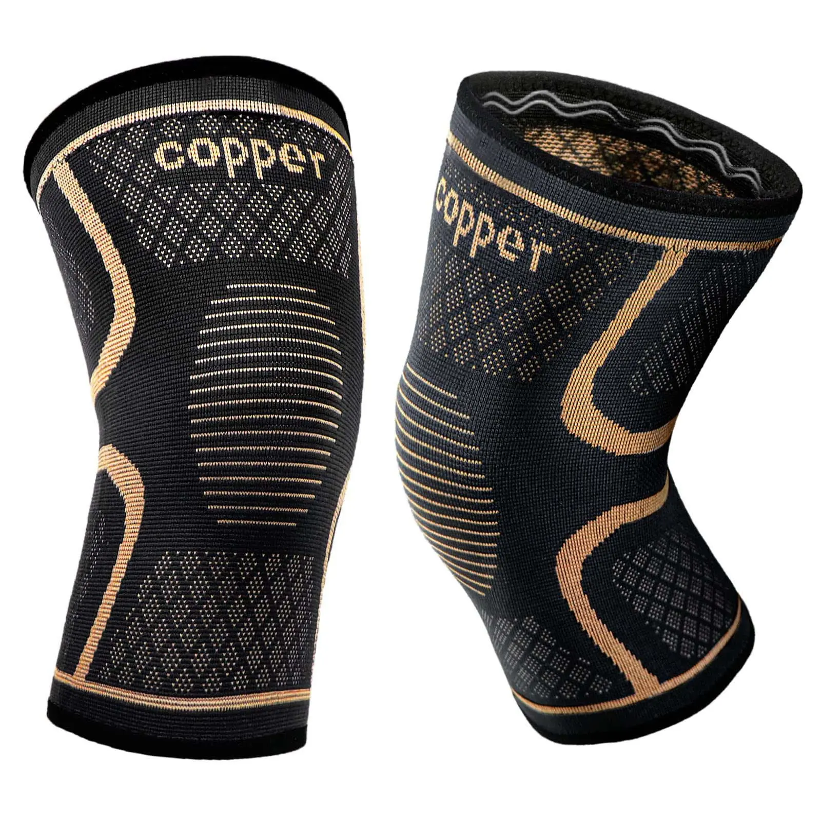 Copper Compression Knee pads Set, Copper Fiber Snug Compression with Anti-Slip Grip, X-Shape Brace & High-Elasticity Breathable Knit, Durable Side Stabilizer for Sports Injury Prevention & Recovery, Knee Supporter modern design