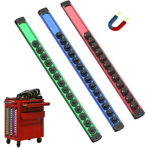 Socket Organizer, 3- Set  Alloy Socket Holder, 360? Swivel Socket Rail for Tool Box Drawer, Heavy Duty Socket Rack Kit with 80 Clips for 1/2, 3/8, 1/4-Inch