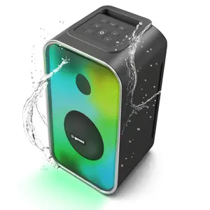 GNV-60 Portable Bluetooth Party Speaker 600W Peak | LED Lights Sound Bar | Waterproof IPX5 Outdoor Speaker | Rechargeable 6Hr Battery | USB FM AUX TF Card TWS | Perfect for Parties Beach Pool Tailgate Karaoke