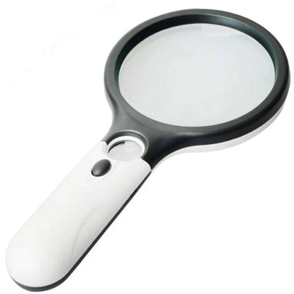 1PCS Handheld Magnifying Glass with 3X magnification and 3 LED lights. This portable desk accessory works perfectly for reading and craft work. Bright illumination and clear view bring you great convenience in daily study and manual creation