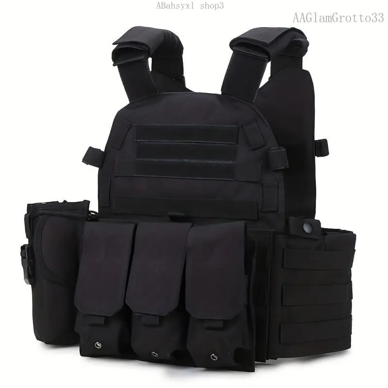 Black Tactical Vest Adjustable Outdoor Game Equipment Training Fisng Protective Vest Hand Washable or Dry Cleanable Suitable for All Seasons Wear Fit StyleAAGlamGrotto33ABahsyxl shop3
