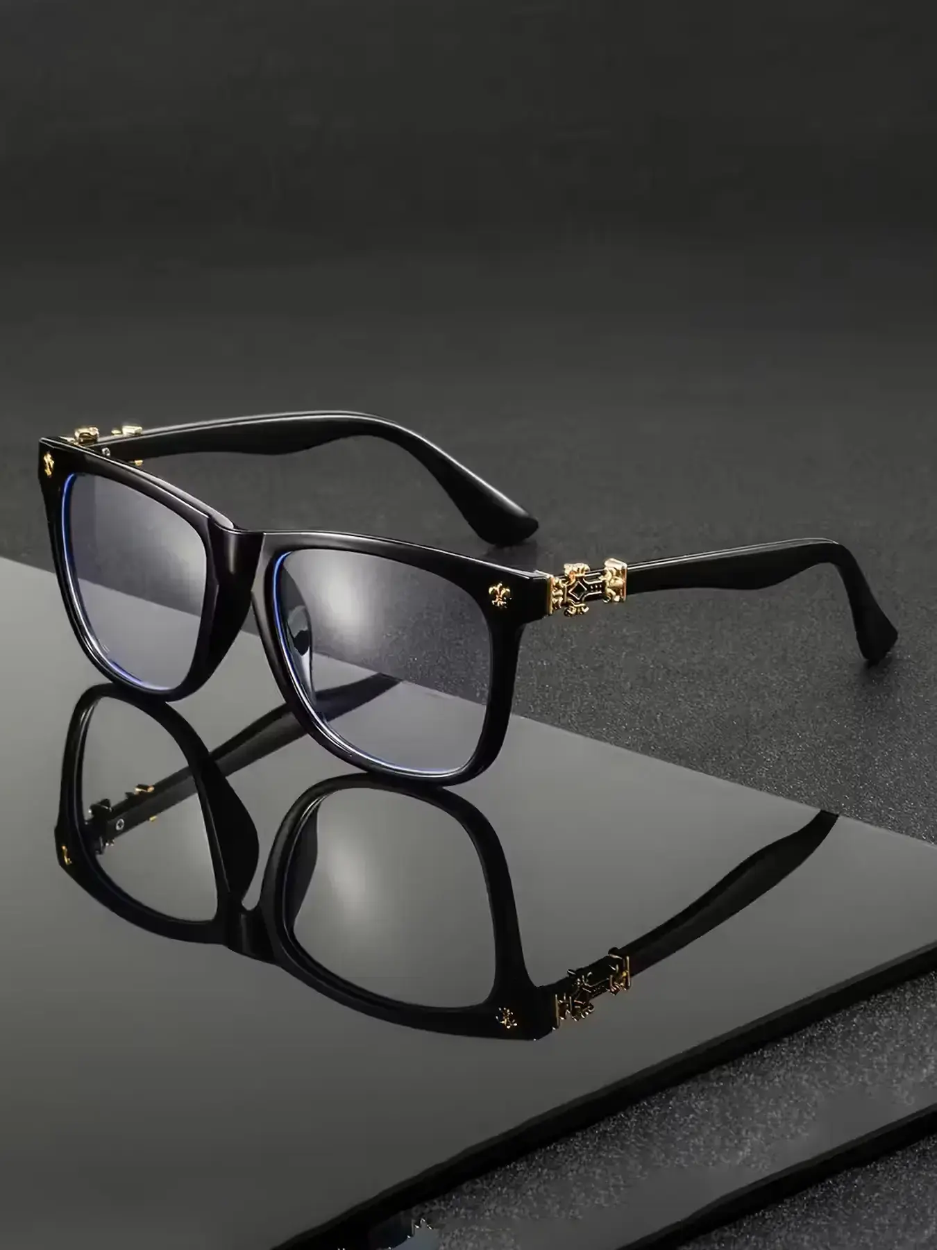 Fashion Metal Square Frame Anti-Blue Light Flat Lens Eyewear, Versatile Casual All-Season Outdoor Glasses, Plain Pattern (Beauty & Personal Care, Eye & Ear Care)