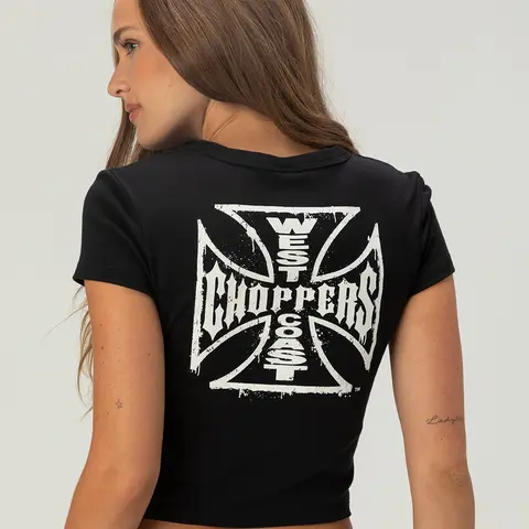WEST COAST CHOPPERS Stroke Logo Womens Baby Tee