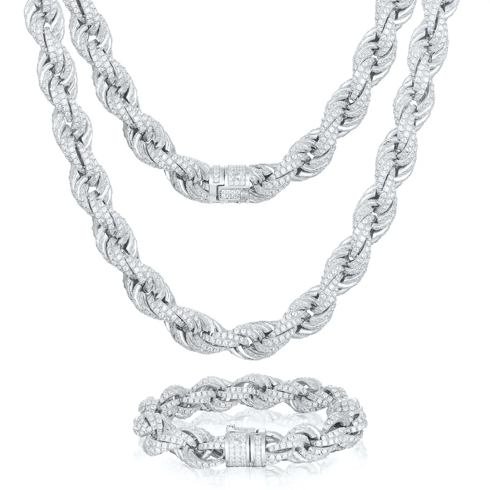 【#N100】8mm 18K Gold-Plated Chain Necklace with Lab-Grown Moissanite S925 Sterling Silver Synthetic Moissanite Necklace for Women Men Hip Hop Jewelry Gift