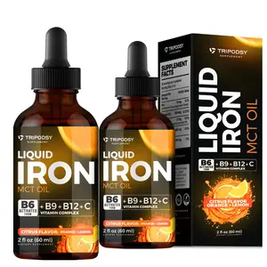 Liquid Iron Supplement for Women and Men - Iron Drops with B6, B9, B12, Vitamin C, Vitamin for Anemia, Energy Support,Blood Builder, Folate for Red Blood Cell MCT Oil (2 Fl Oz, Citrus) (2 Pack) Healthcare Fitness Edible