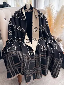 Elegant Geometric Floral Pattern Boho Style Scarf with Fringe Decoration, Soft Warm Shawl for Fall & Winter, Casual Fashion Accessory