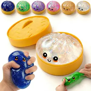 Funny Giant Dumpling Squishy, Expressive Steamed Bun Sensory Fidget Toy, Safe TPR Stress Reliever Ball for Adults & Kids, Portable Road Trip Toy