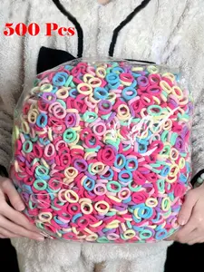 500pcs/Set Elastic Solid Color Cute Hair Scrunchies, Gift For Mother's Day,Woman Head Accessories, Woman Hair Accessories Hair Ties Ponytail Holders Hair Elastics Hair Rope, Hair Bobbles, Hair Bands, Head Piece