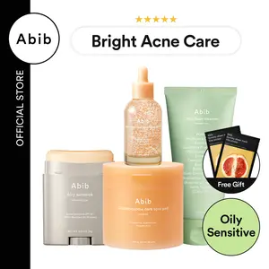 [Abib Official] Acne & Dark Spot Care Set | K-Beauty Viral Sunstick, No White Cast, Matte Finish, Gua-Sha Shape, Glutathione Brightening Serum, Heartleaf Cleansing Foam
