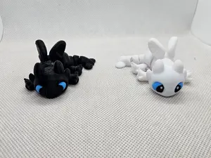 Toothless Articulated Figures - Black and White Versions of Toothless Characters