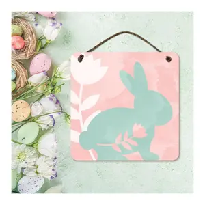 Courtside Market Bunny Silhouette I 15x15 Artboard with Twine