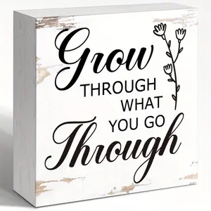 Bible Verse Wood Box Sign Wall Decor, Trust Me God Wood Block Sign Wall Decorate, Christian Quote Decoration For Home Office Desk Tabletop Shelf 5x5 inch, Indoor Home Decoration, Room Decor