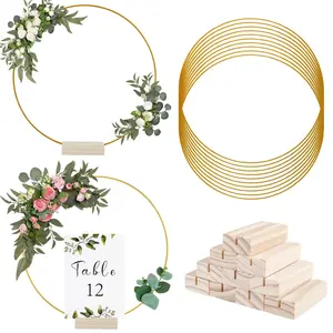 Wooden Hoop Centerpiece with Stand, DIY Flower Hoop Centerpiece, Decorative Centerpiece for Wedding Party Home Decor, Wedding Table Centerpieces, Ornaments