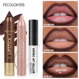 3PCS Glossy Lip Set, Shimmer Lip Gloss + Lip Oil + Lip Liner, Nourishing, Non-Sticky, High Shine, Daily Makeup, Lipstick, Lipstick Lipgloss