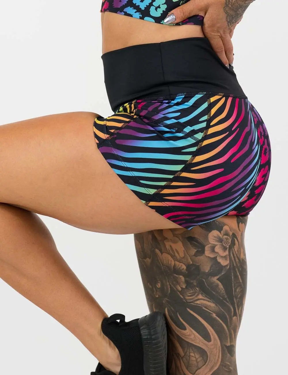 Frenzy Print CVG Athletic Shorts Stretch Women's Sports Shorts, Activewear with Pockets