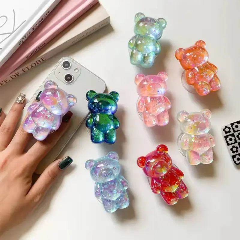 Glitter Gummy Bear Phone Grip Holder | 3D Korean Cute Phone Stand for iPhone & Samsung