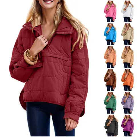 Molitree Women's Oversized Hooded Puffer Jacket Quilted Pullover Coat Lightweight Warm Winter Jacket Casual Loose Fit Outerwear with Pockets