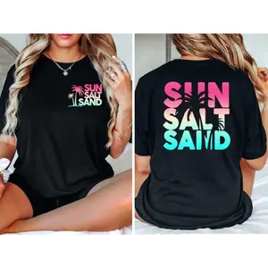 Sun Sand Salt Beach Shirt, Retro  Shirt, Trendy Beach Shirts for Women, Summer Vacation Shirts, Womens Oversized Beach Shirt