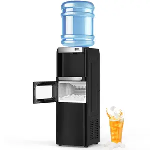 【SummerVibes】COWSAR Water Dispenser with Ice Maker Function, Top Loading Hot and Cold Water Cooler for 5 Gallon Bottle - Includes Child Safety Lock - Water Machine for Home, Office, Garage - Black summerwins