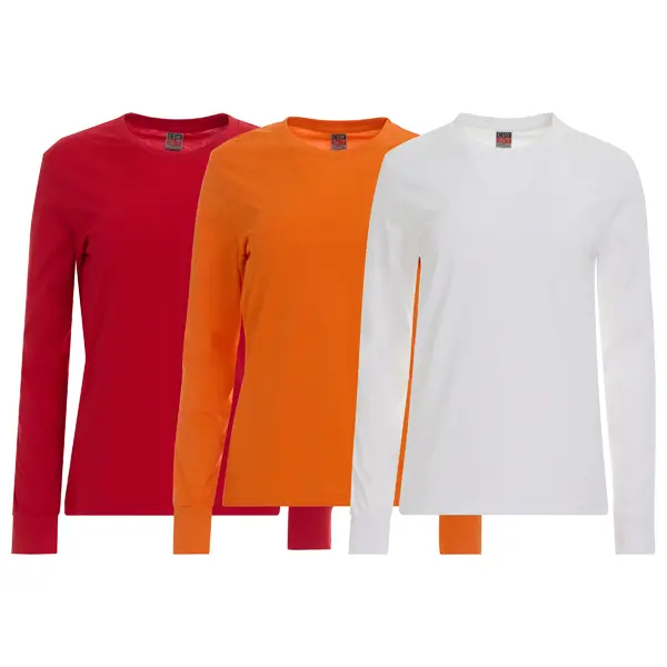 3 Pack: Women's 100% Cotton Crew Neck Long Sleeve Tee Casual Basic T-Shirt Sizes XS-2XL Soft-Touch Fabric Ribbed Cuffs Tailored Fit PLUS SIZES