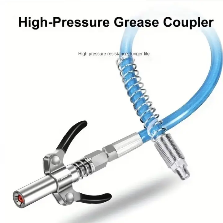 Grease Coupler Kit with Strong Lock Quick Release Grease Coupler Set, Grease Gun Coupler Adapter, High Pressure Grease Nozzle, Grease Gun Nozzle Grease Nozzle, NPT Grease Gun 1/8 Inch Connector & Hose