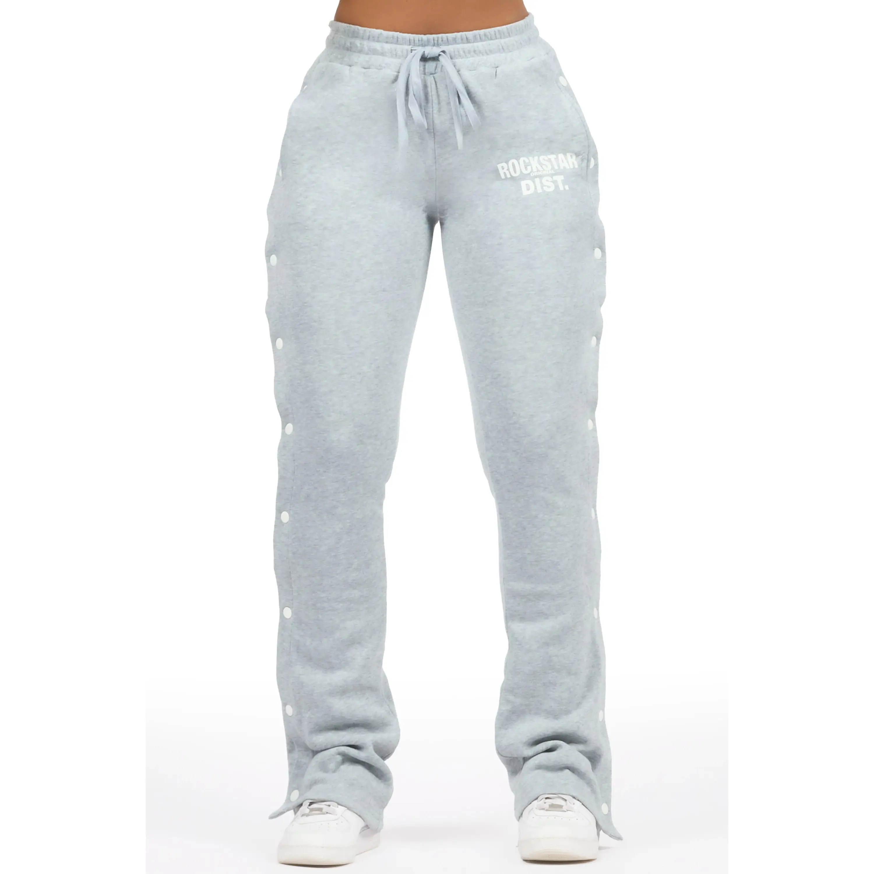 Kenniyah Heather Grey Snap Stacked Track Pant