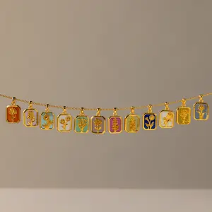 Birth Flower Charm Necklace by Caitlyn Minimalist - Custom Floral Gemstone Pendant Necklace in Gold & Silver - Vintage Jewelry - Birthday Gift